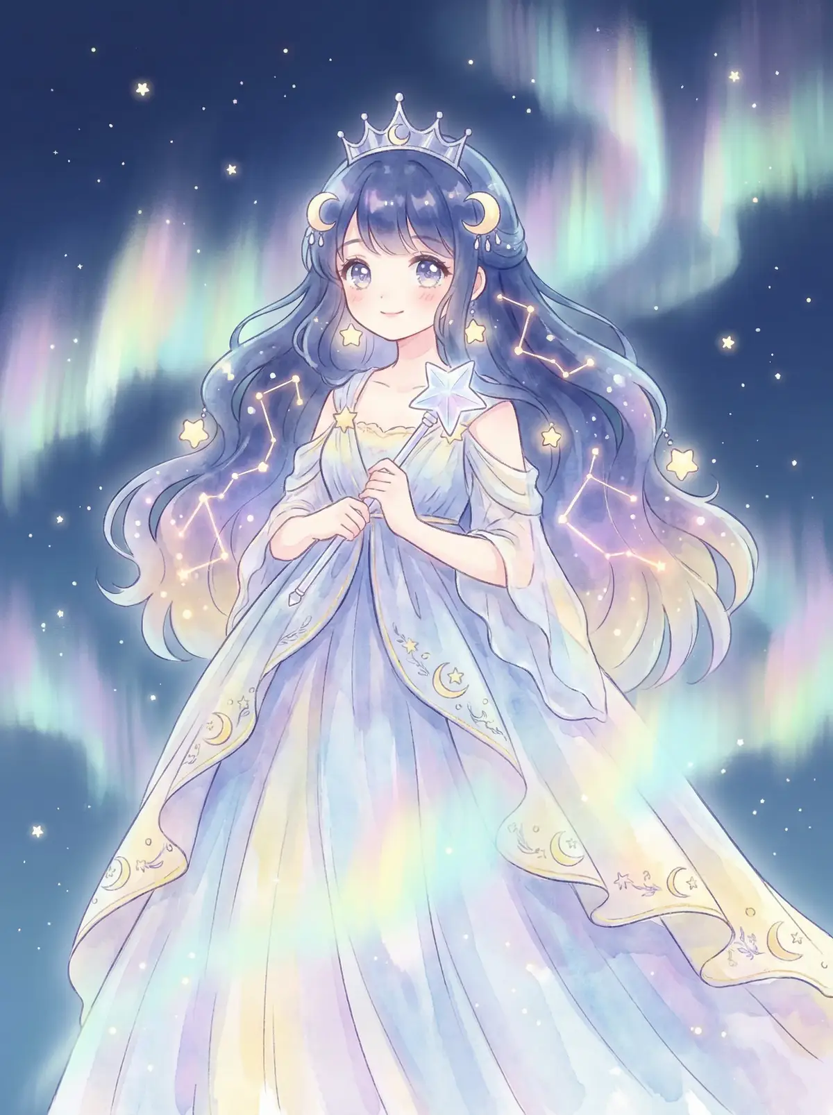 元山はるか - 星辰公主希尔角色设定图，手持星光权杖